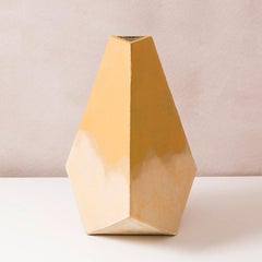 "Mountain" Geometric Vase in Matte Yellow and White by John Sheppard