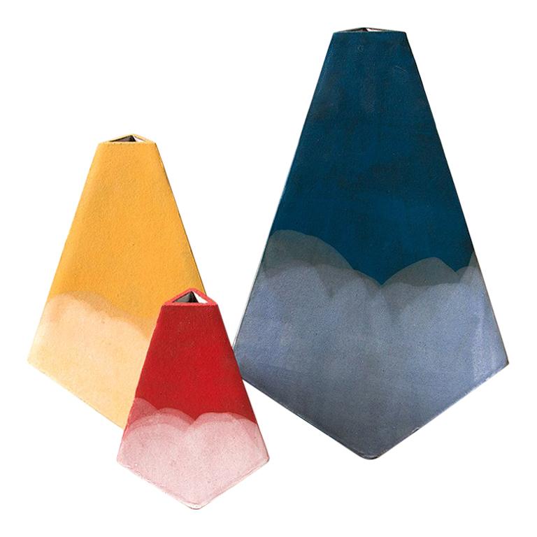 "Mountain" Geometric Vases by John Sheppard, Set of 3 For Sale
