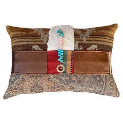Mountain Inspired Lumbar Pillow with Turquoise Accent and Porcupine Back