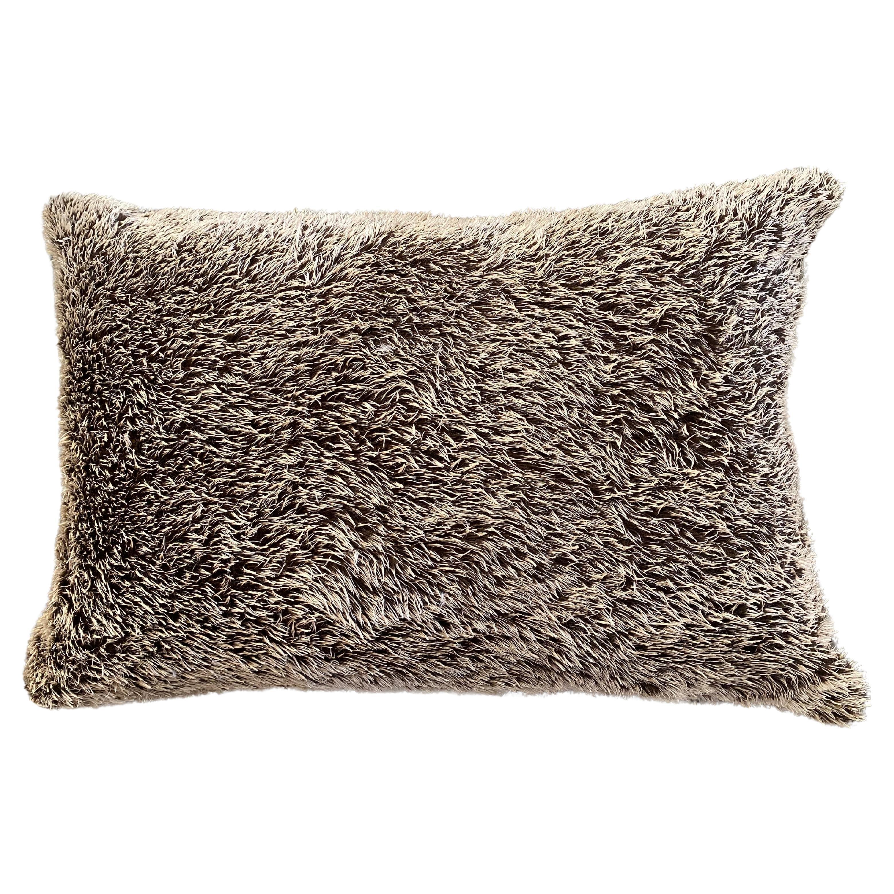 American Mountain Inspired Lumbar Pillow with Turquoise Accent and Porcupine Back For Sale