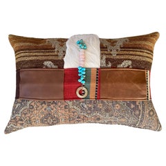 Mountain Inspired Lumbar Pillow with Turquoise Accent and Porcupine Back