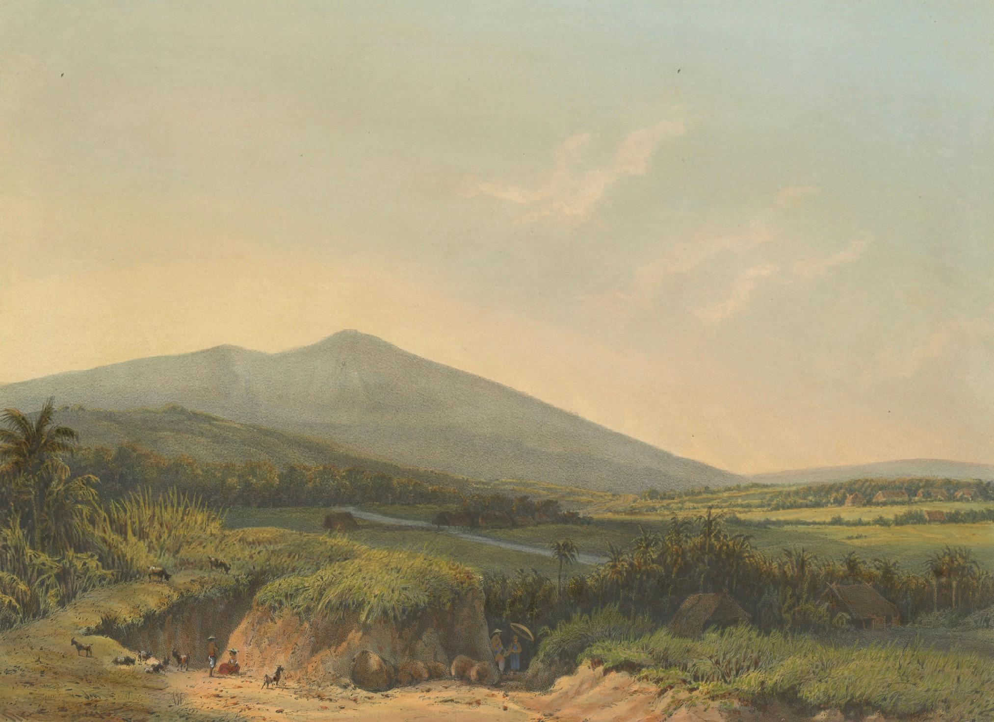 Late 19th Century Mountain Landscape near Kedong Badak – Rare Java Lithograph from 1872 For Sale