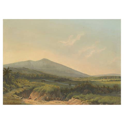 Mountain Landscape near Kedong Badak – Rare Java Lithograph from 1872