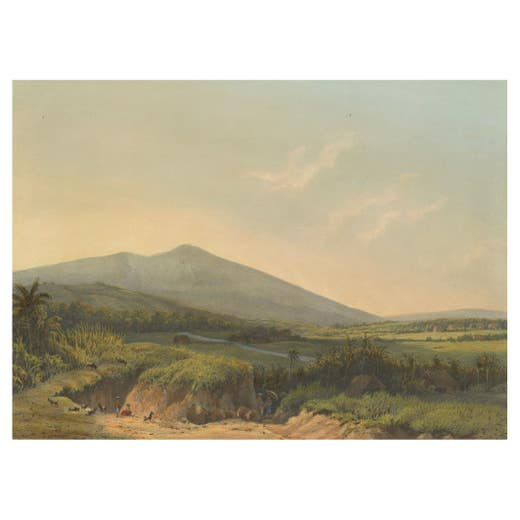 Mountain Landscape near Kedong Badak – Rare Java Lithograph from 1872