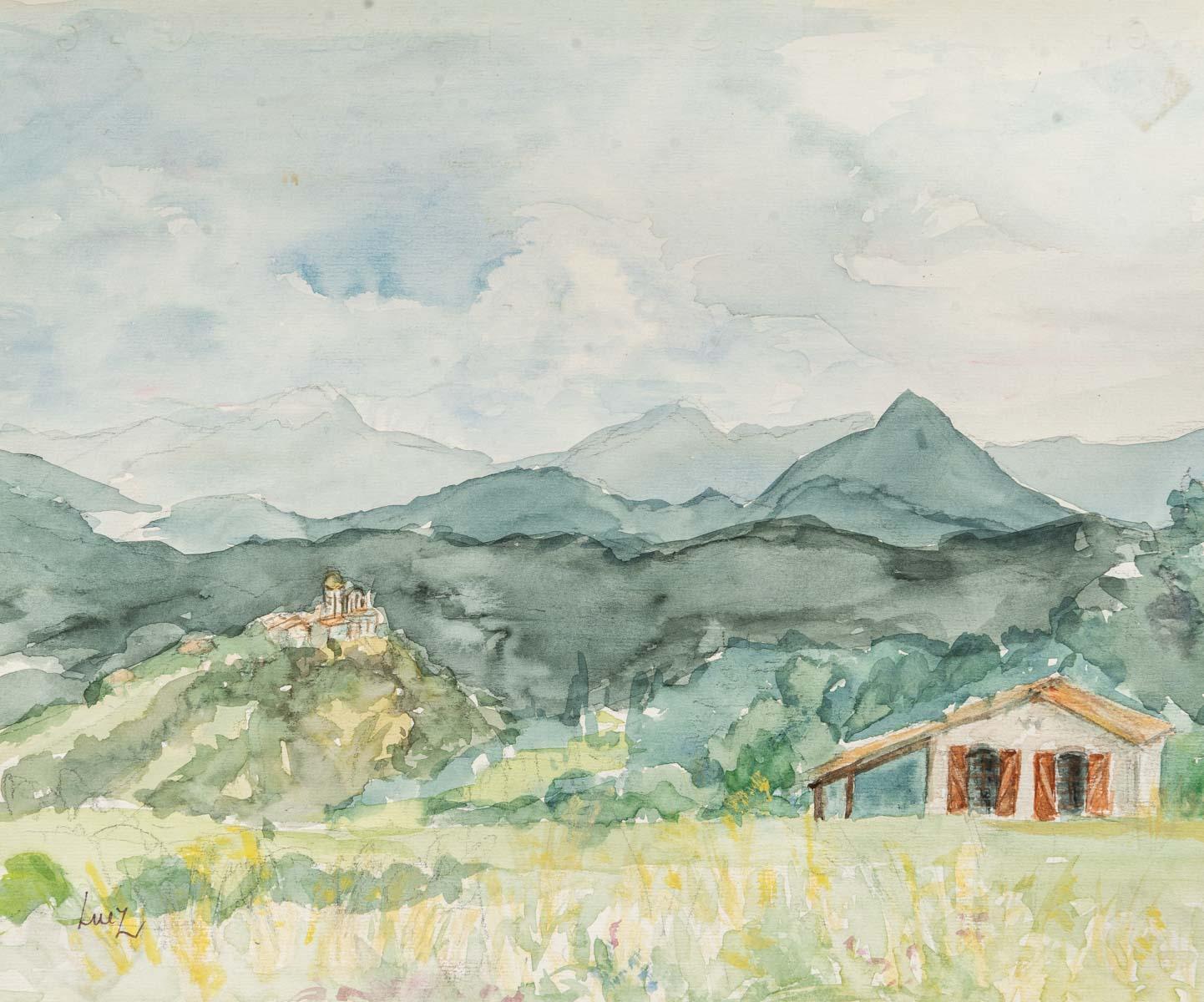 Mountain Landscape, Watercolour on Paper For Sale 1