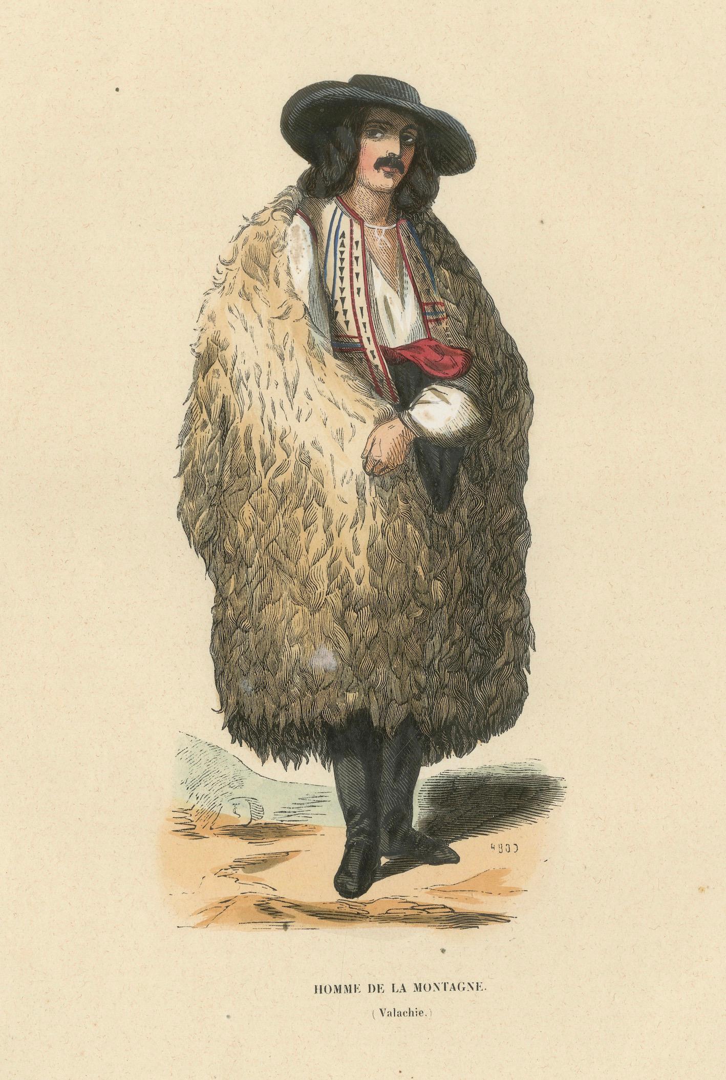 Mountain Man from Wallachia, Hand-Coloured Lithograph, c.1845