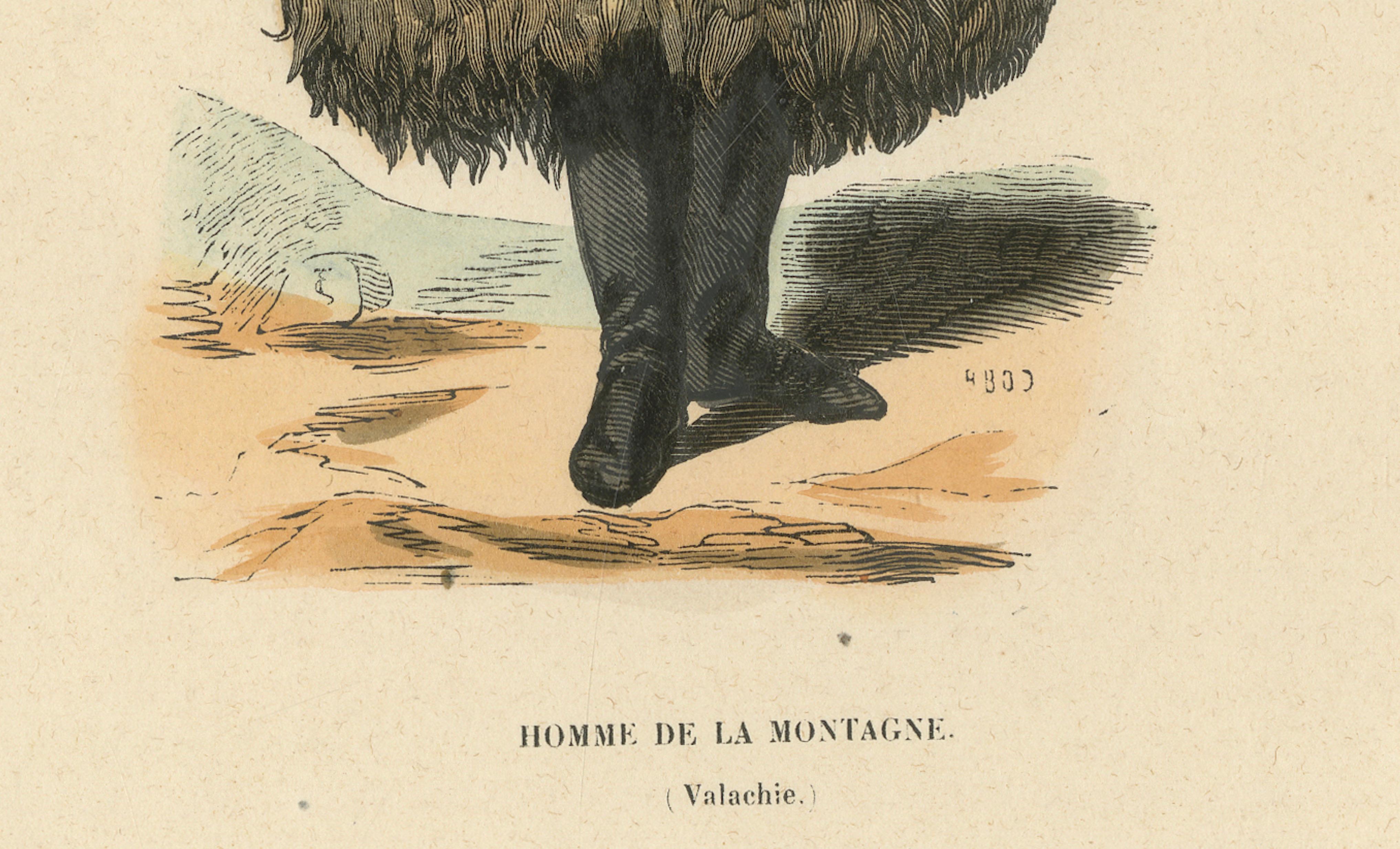 Mountain Man from Wallachia, Hand-Coloured Lithograph, c.1845