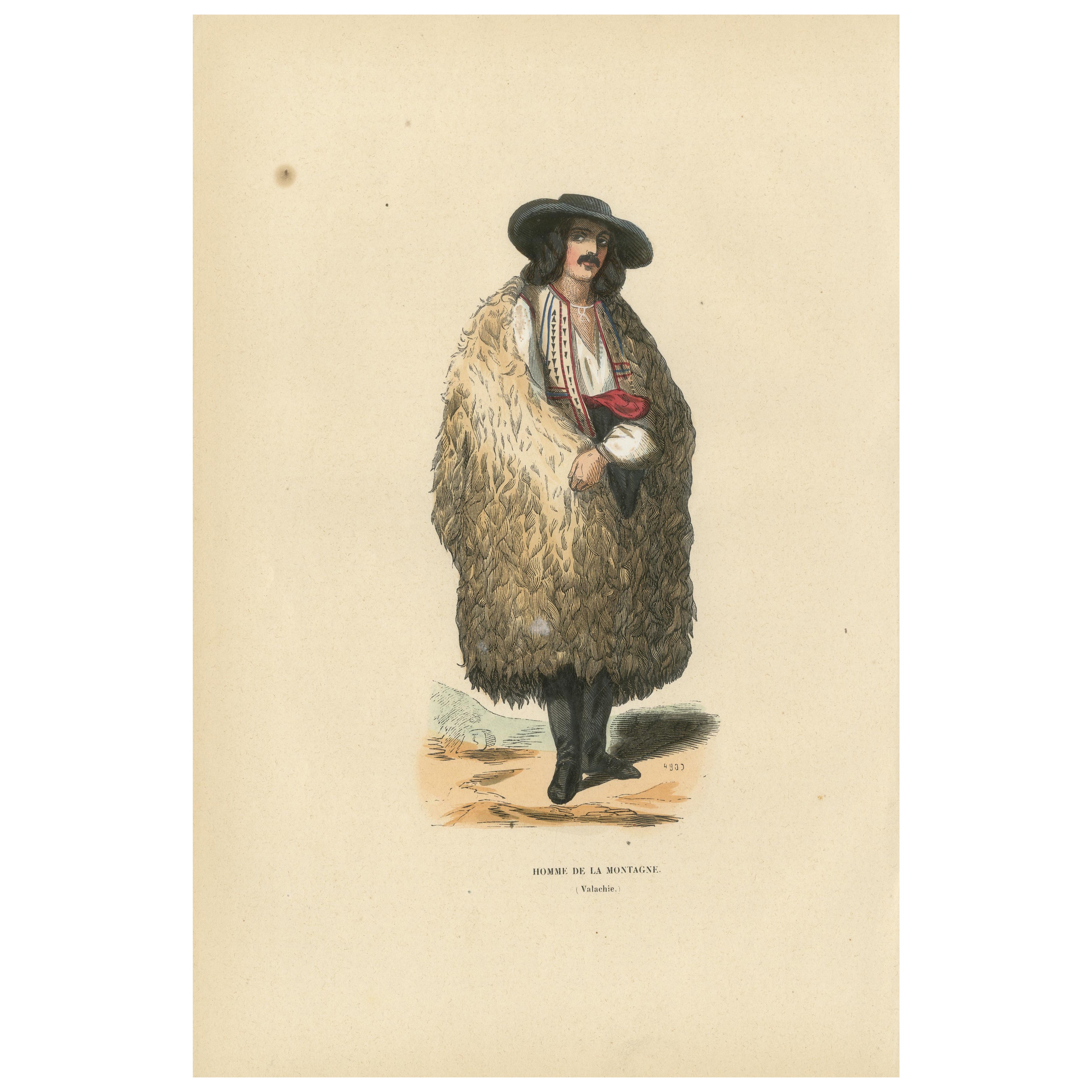 Mountain Man from Wallachia, Hand-Coloured Lithograph, c.1845