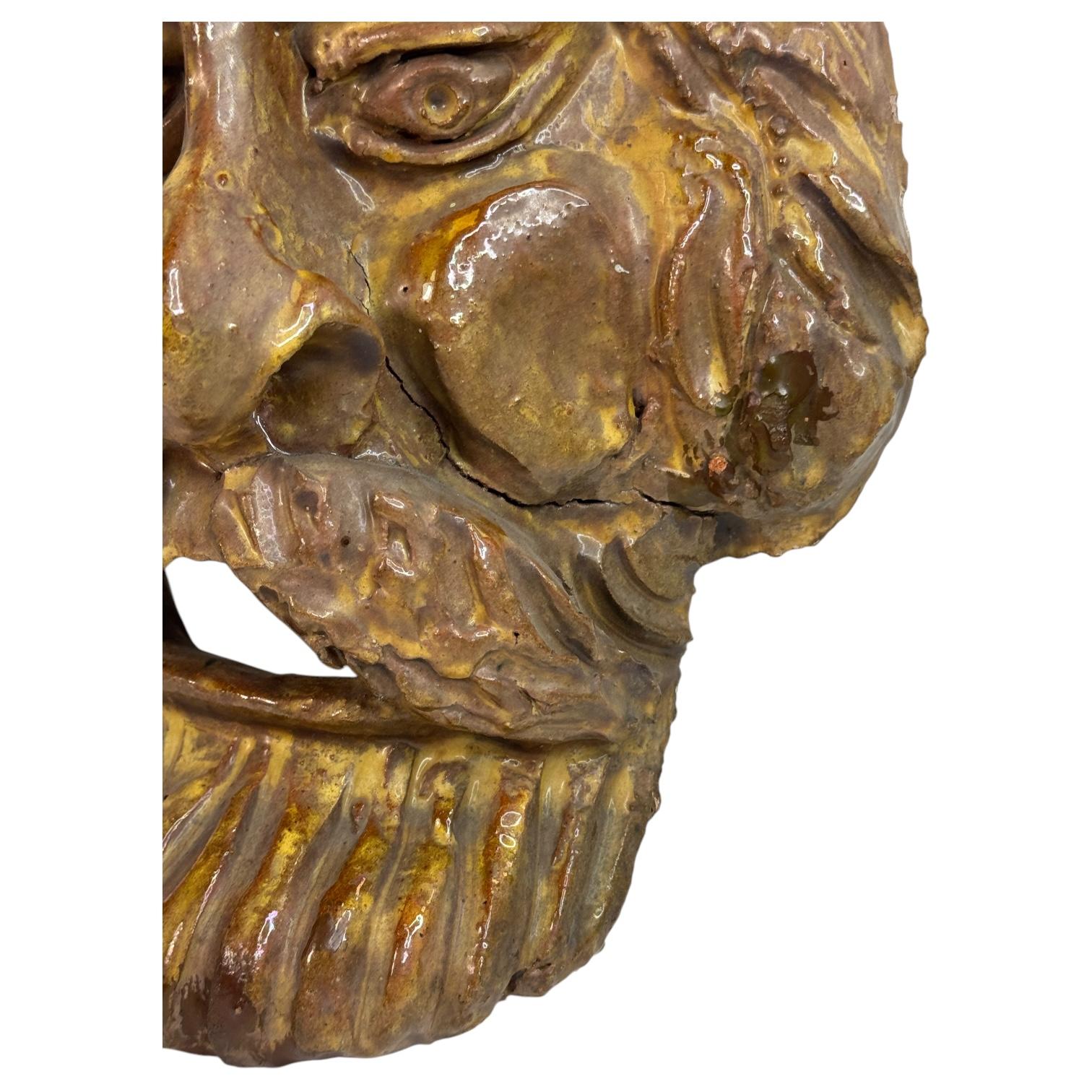Mountain Man Head Wall Mask Antique Folk Art Terracotta Italy 1920s For Sale 4