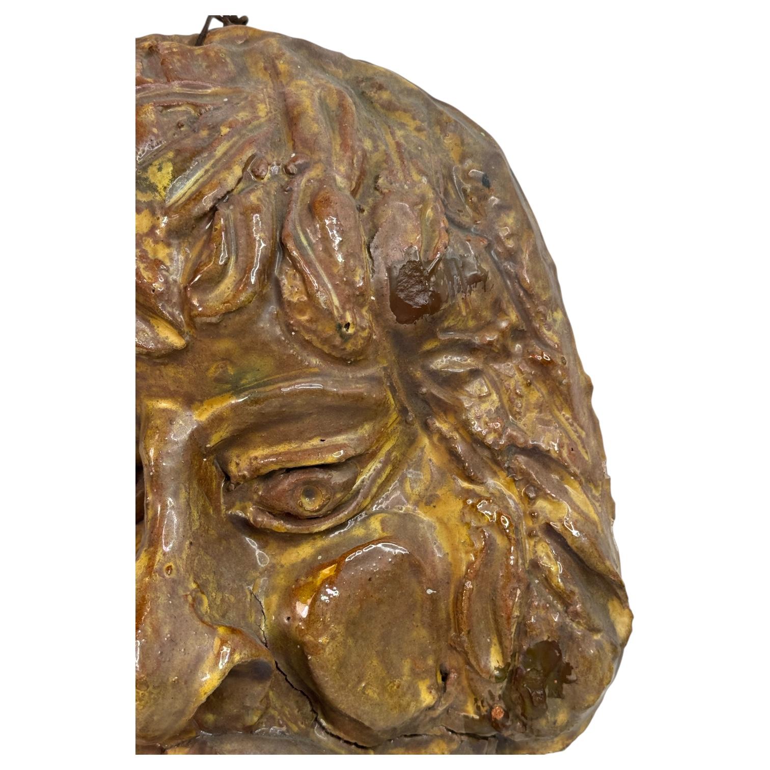 Mountain Man Head Wall Mask Antique Folk Art Terracotta Italy 1920s For Sale 6