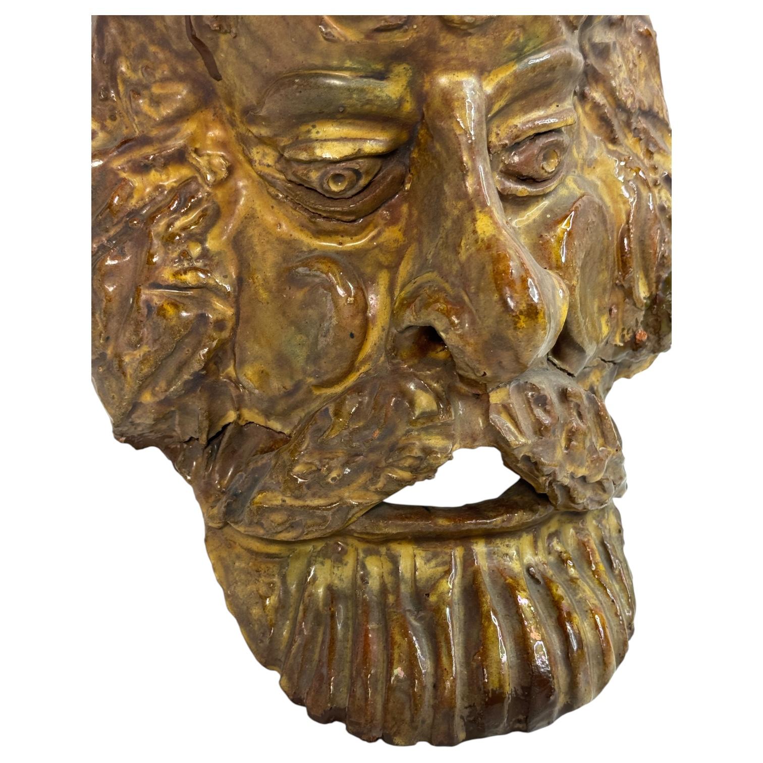 Mountain Man Head Wall Mask Antique Folk Art Terracotta Italy 1920s For Sale 10