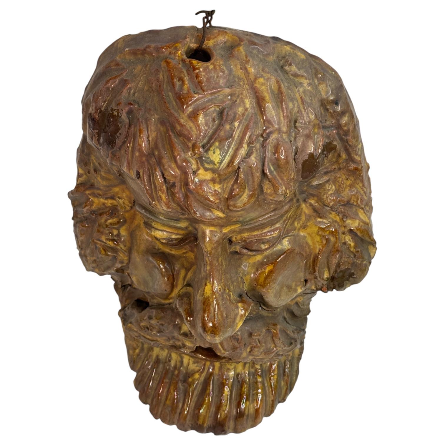 Mountain Man Head Wall Mask Antique Folk Art Terracotta Italy 1920s For Sale 2