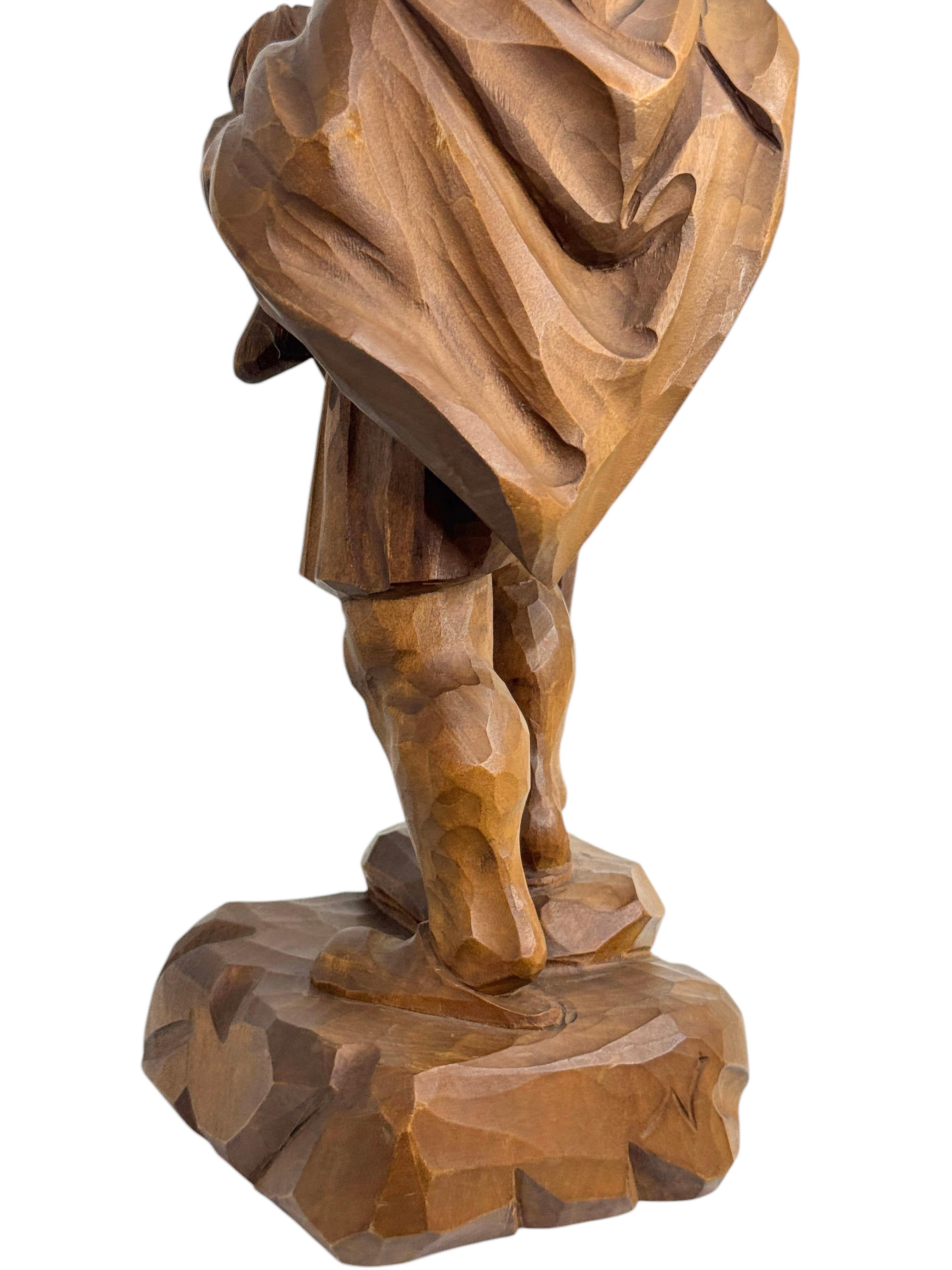 Statue des Bergmannes „The Mountain Ghost“ aus Holz, geschnitzt, Vintage, Deutsch, 1930er Jahre im Angebot 6