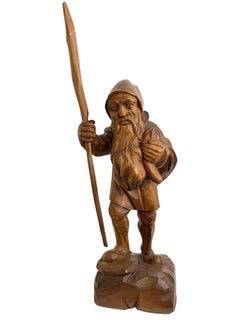Mountain Man "The Mountain Ghost" Statue wood carved, vintage German 1930s