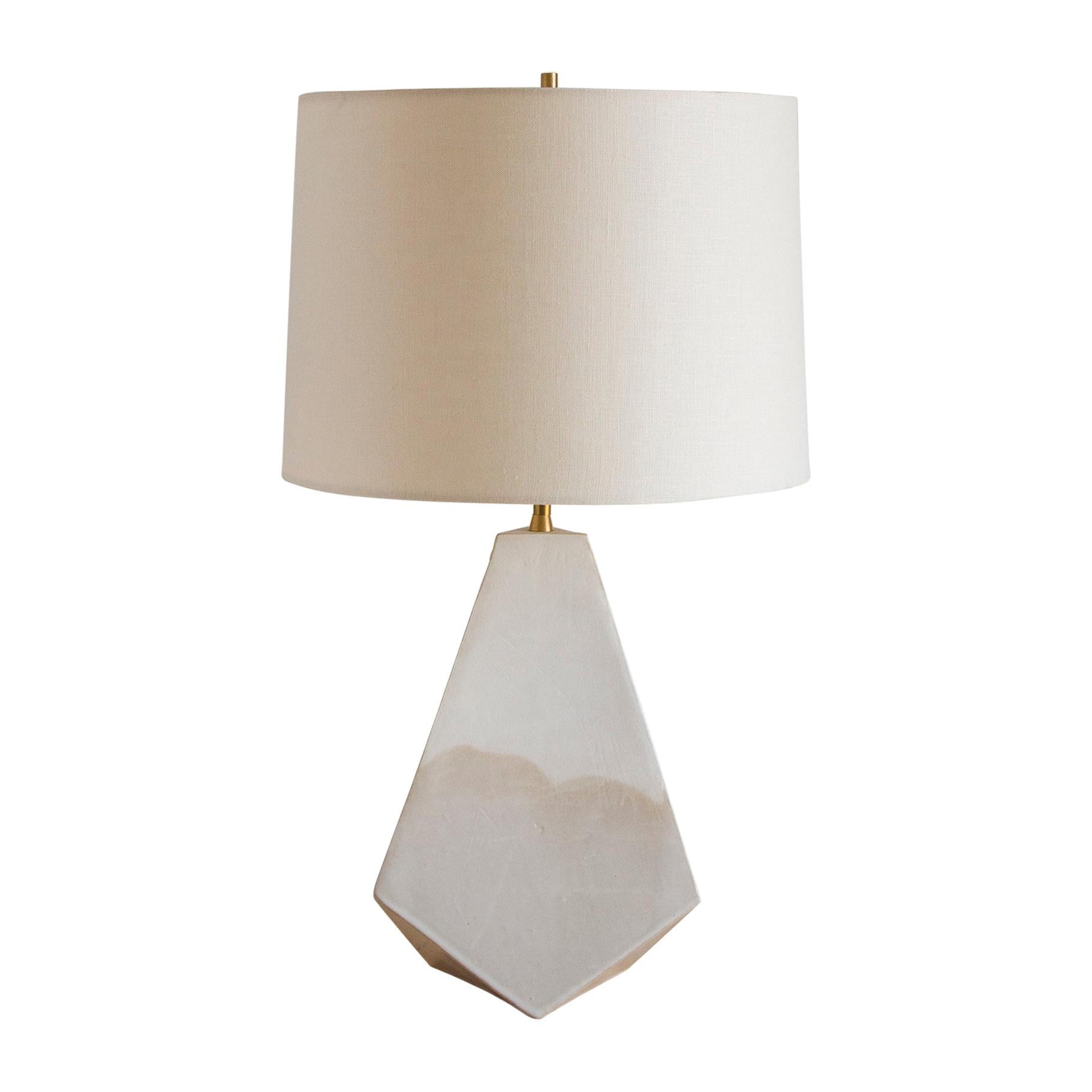 'Mountain' Matte and Glossy White Geometric Ceramic Table Lamp