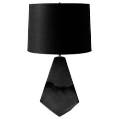 'Mountain' Matte and Satin Black Geometric Ceramic Table Lamp