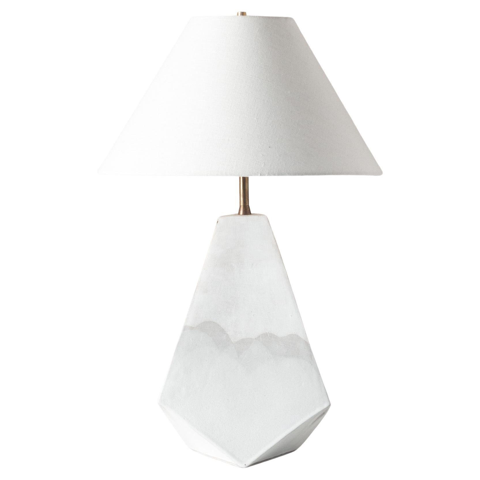 Mountain Lamp 1 - Matte White Geometric Ceramic Table Lamp For Sale