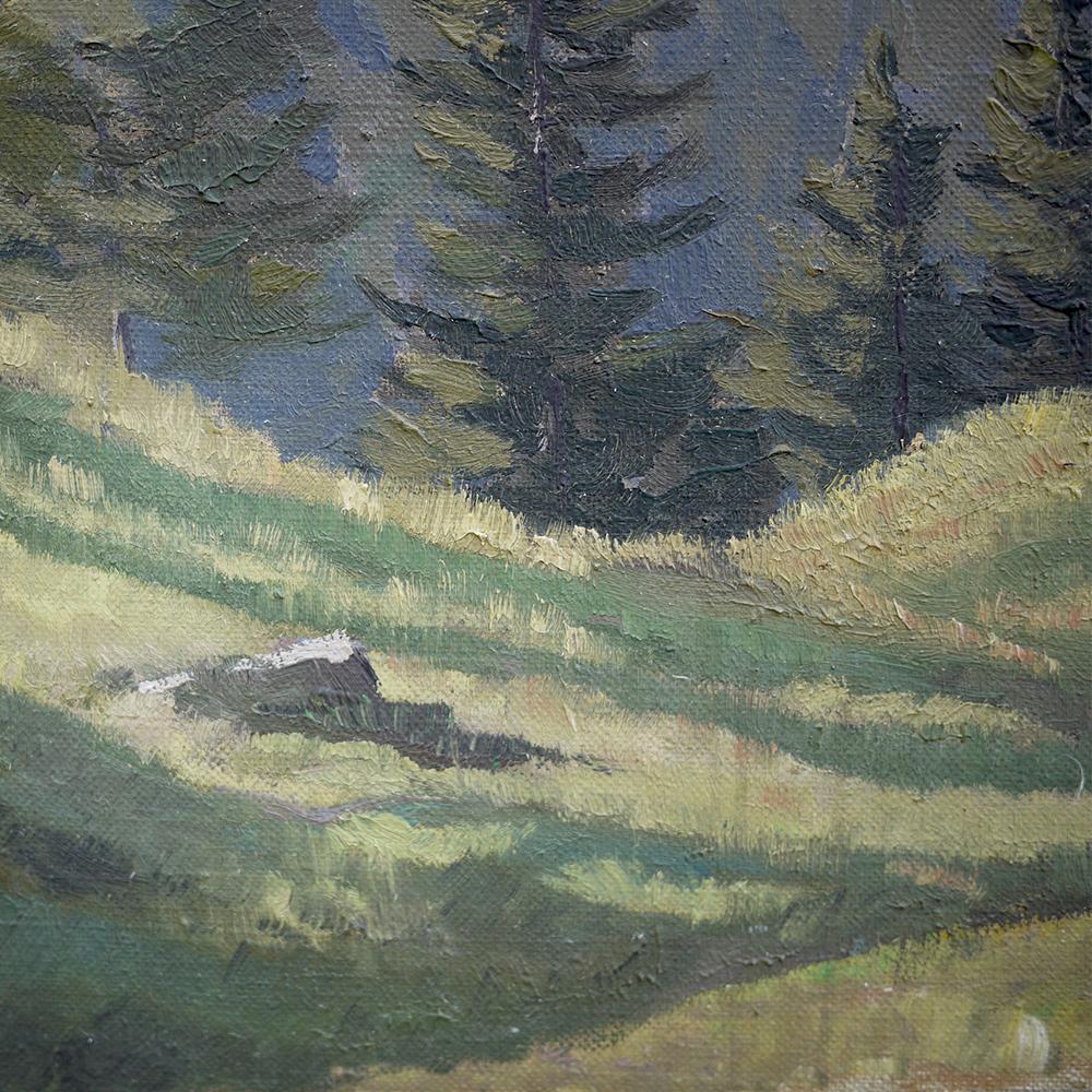 Mid-20th Century Mountain Painting, Alps, Tyrol, Oil on Canvas, Ernst, Dosenberger, 1943