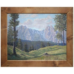 Mountain Painting, Alps, Tyrol, Oil on Canvas, Ernst, Dosenberger, 1943