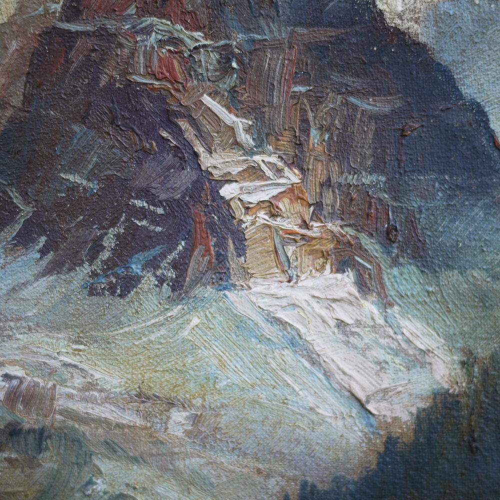 Other Mountain Painting, Dolomites, Oil on Canvas, E. Huther, 1930s