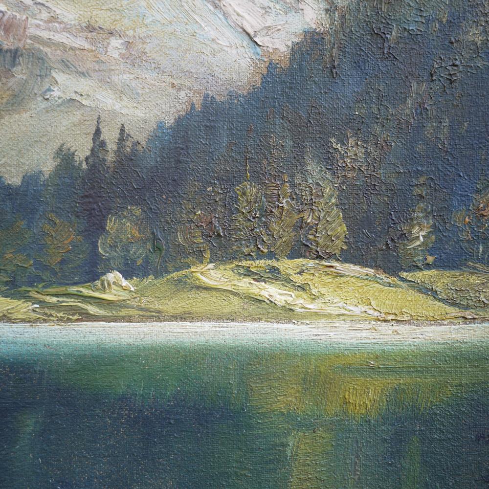 Mountain Painting, Dolomites, Oil on Canvas, E. Huther, 1930s 2