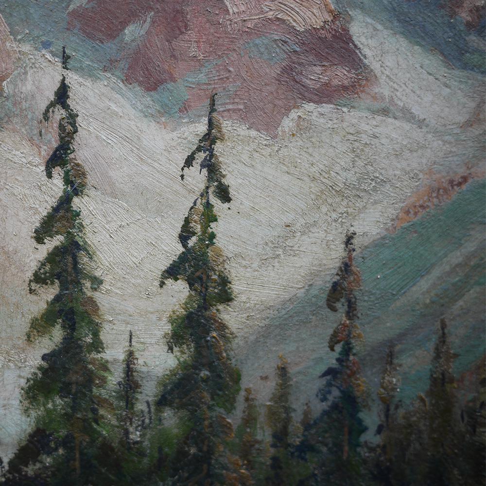 German Mountain Painting, Dolomites, Oil on Cardboard, 1920