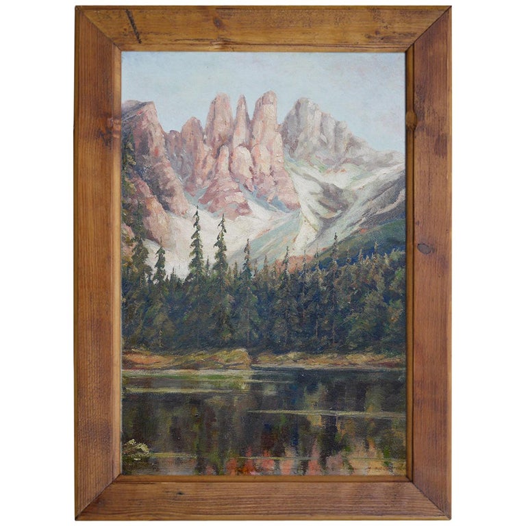 Peinture de montagne, Dolomites, huile sur carton, 1920 - En vente sur  1stDibs
