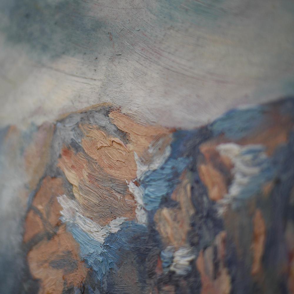 Mountain Painting, Dolomites, Oil on Cardboard, M. Heuberger C., 1940 5