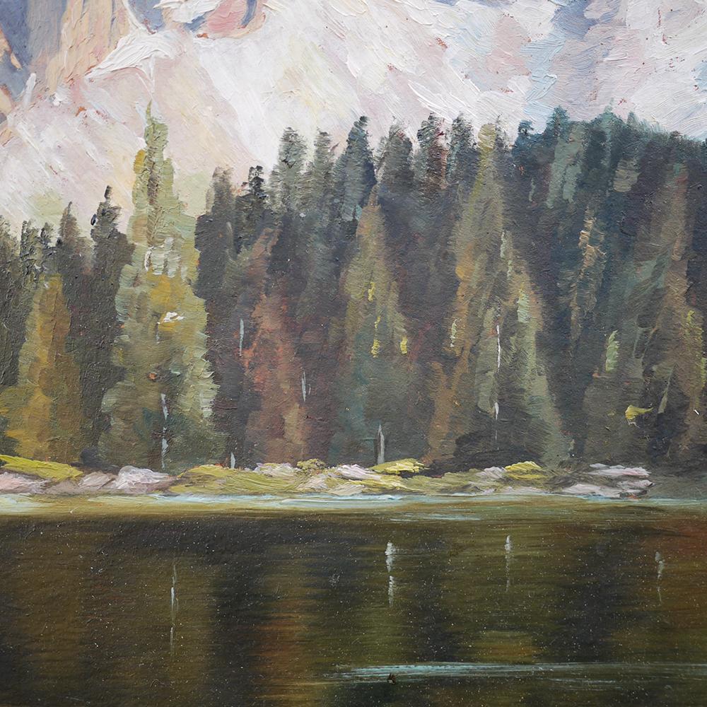 Mountain Painting, Dolomites, Oil on Cardboard, M. Heuberger C., 1940 6