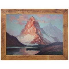 Mountain Peak Painting Oil on Canvas, 1940