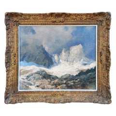 Mountain Painting, Dolomites, Oil on Board by Rudolf Hermanns, 1910