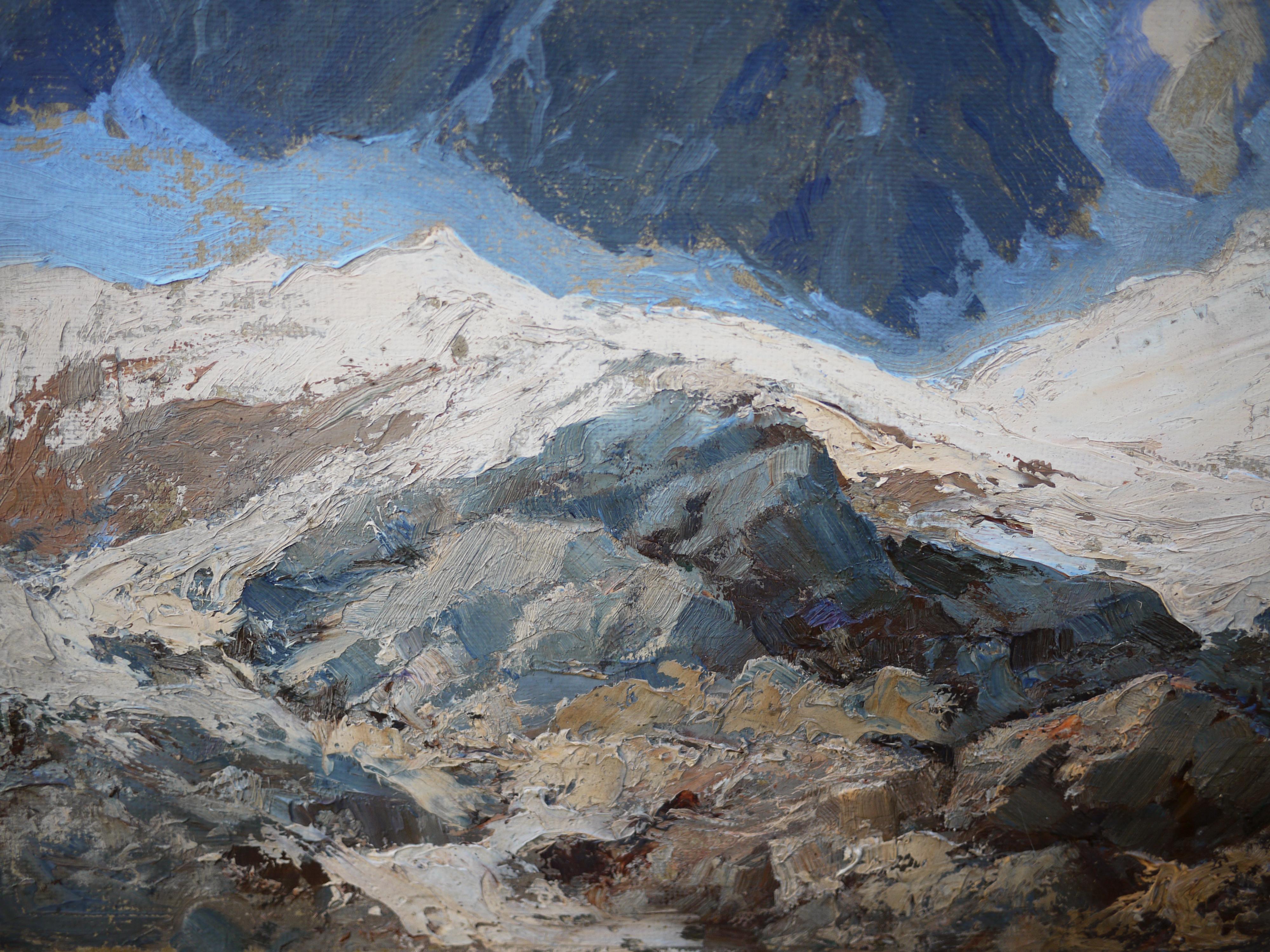 German Mountain Painting, Dolomites, Oil on Board by Rudolf Hermanns, 1910