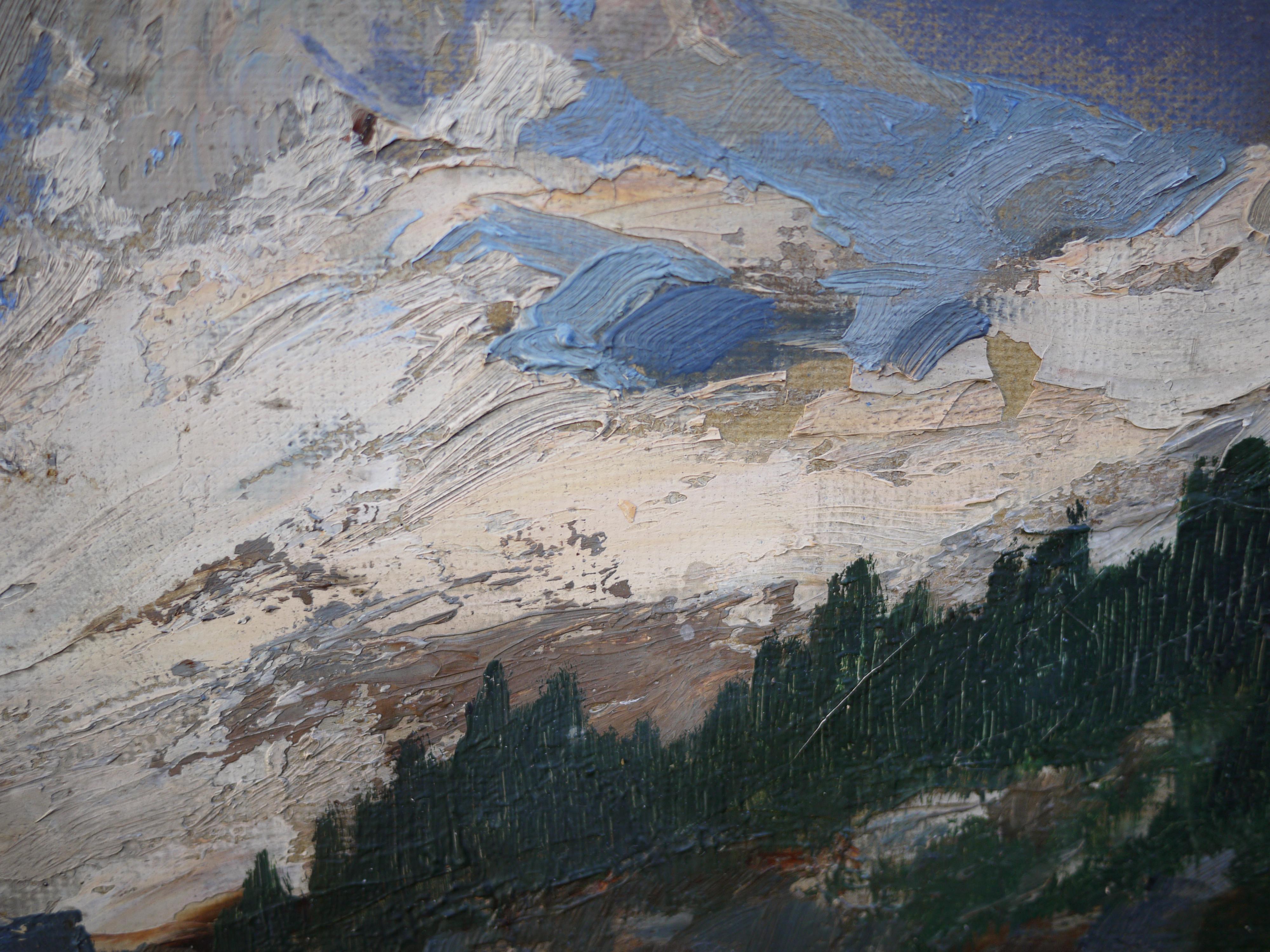 Early 20th Century Mountain Painting, Dolomites, Oil on Board by Rudolf Hermanns, 1910