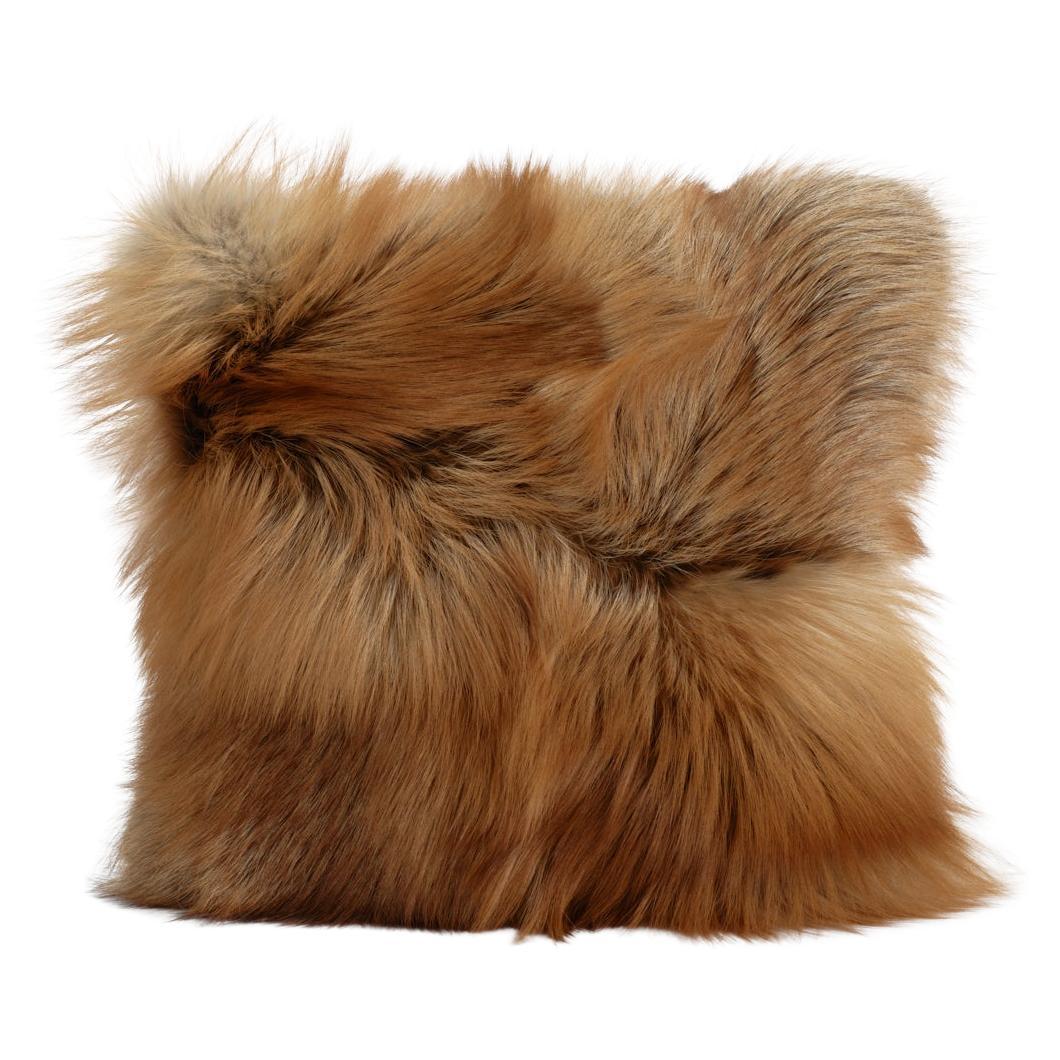 Mountain Red Fox Natural Fur Pillow Cushion by Muchi Decor For Sale