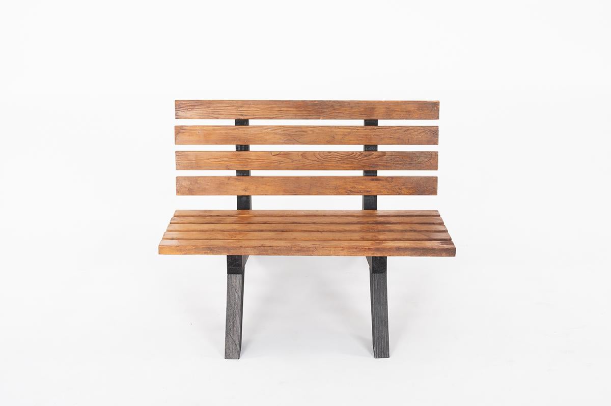 Mountain Solid Pine Bench French Alps, 1950 In Good Condition In JASSANS-RIOTTIER, FR