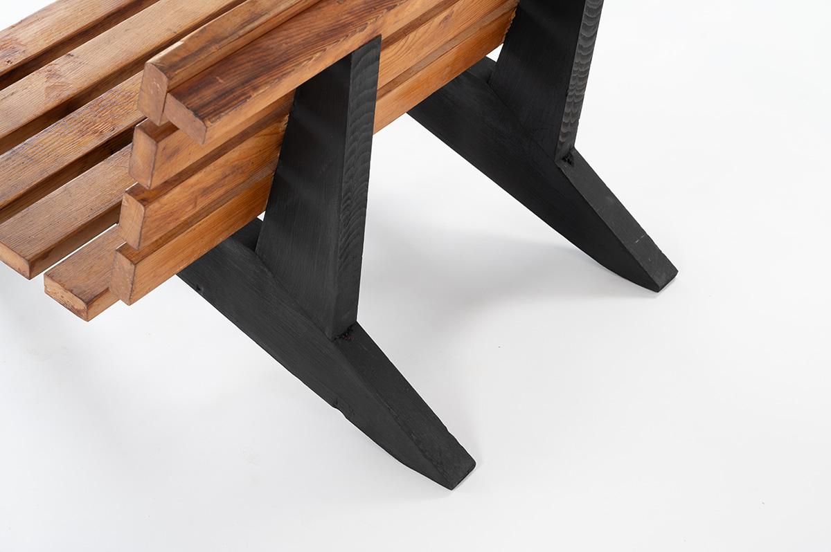 20th Century Mountain Solid Pine Bench French Alps, 1950
