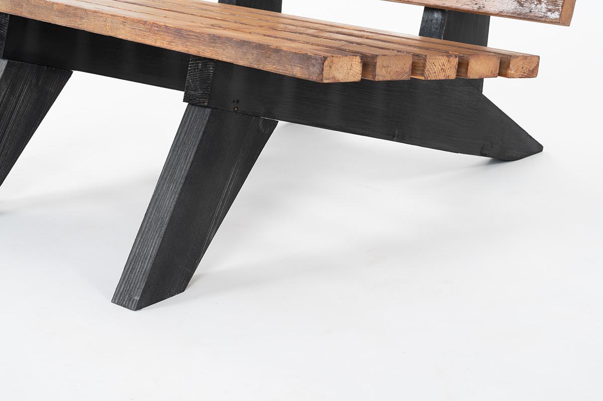 Mountain Solid Pine Bench French Alps, 1950 1