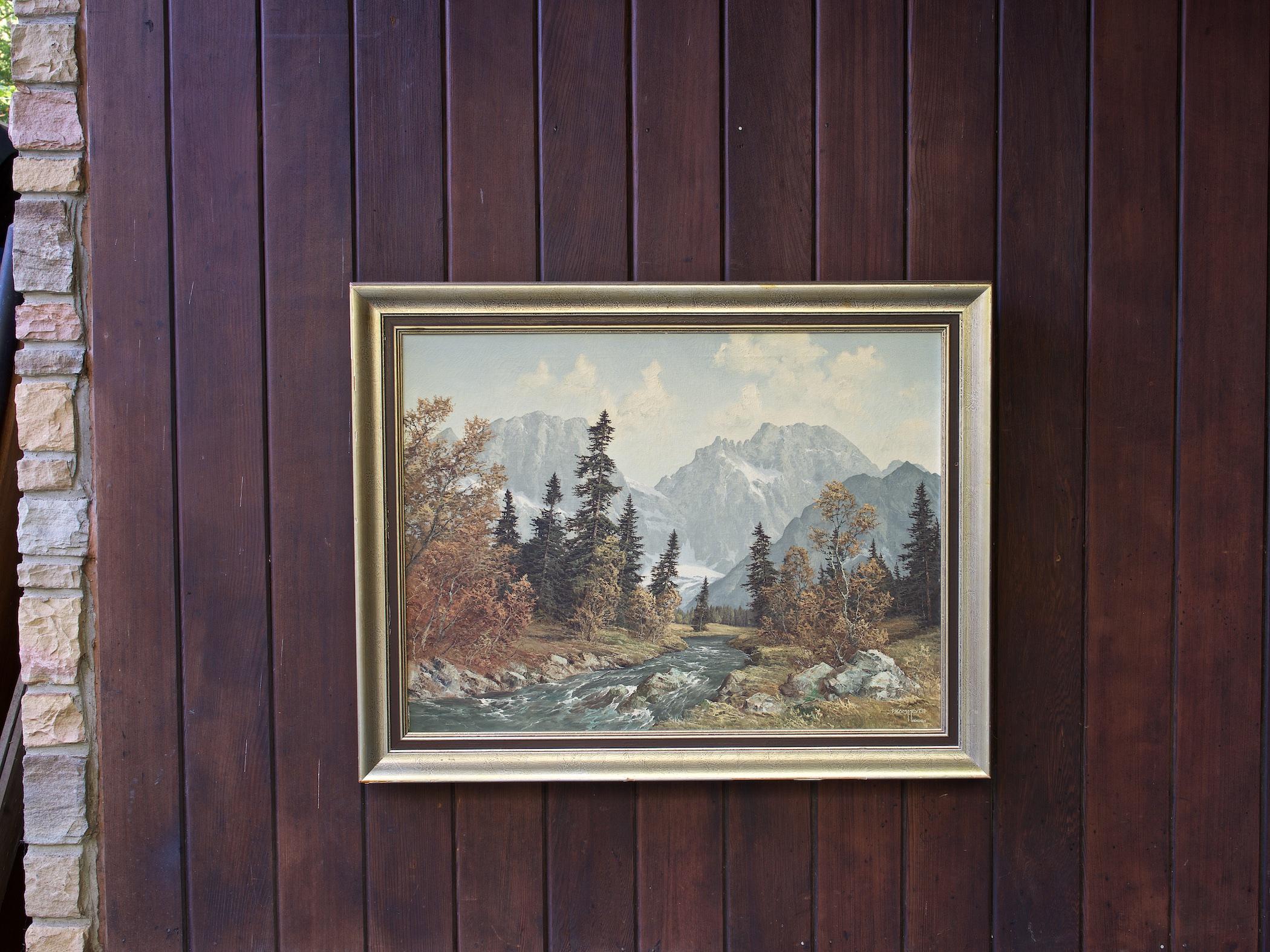 Fredrick Kammeyer, Muenchen (1873 - 1941)
Exact date of painting unknown. 

There is extensive chipping to thick paint on the frame, but the Canvas remains undamaged.

Frame W 37 x H 29 in.
Art W 31 x H 23 in.