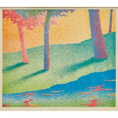 Mountain Stream, Signed Framed and Numbered Lithograph by John Fassolas, 1979