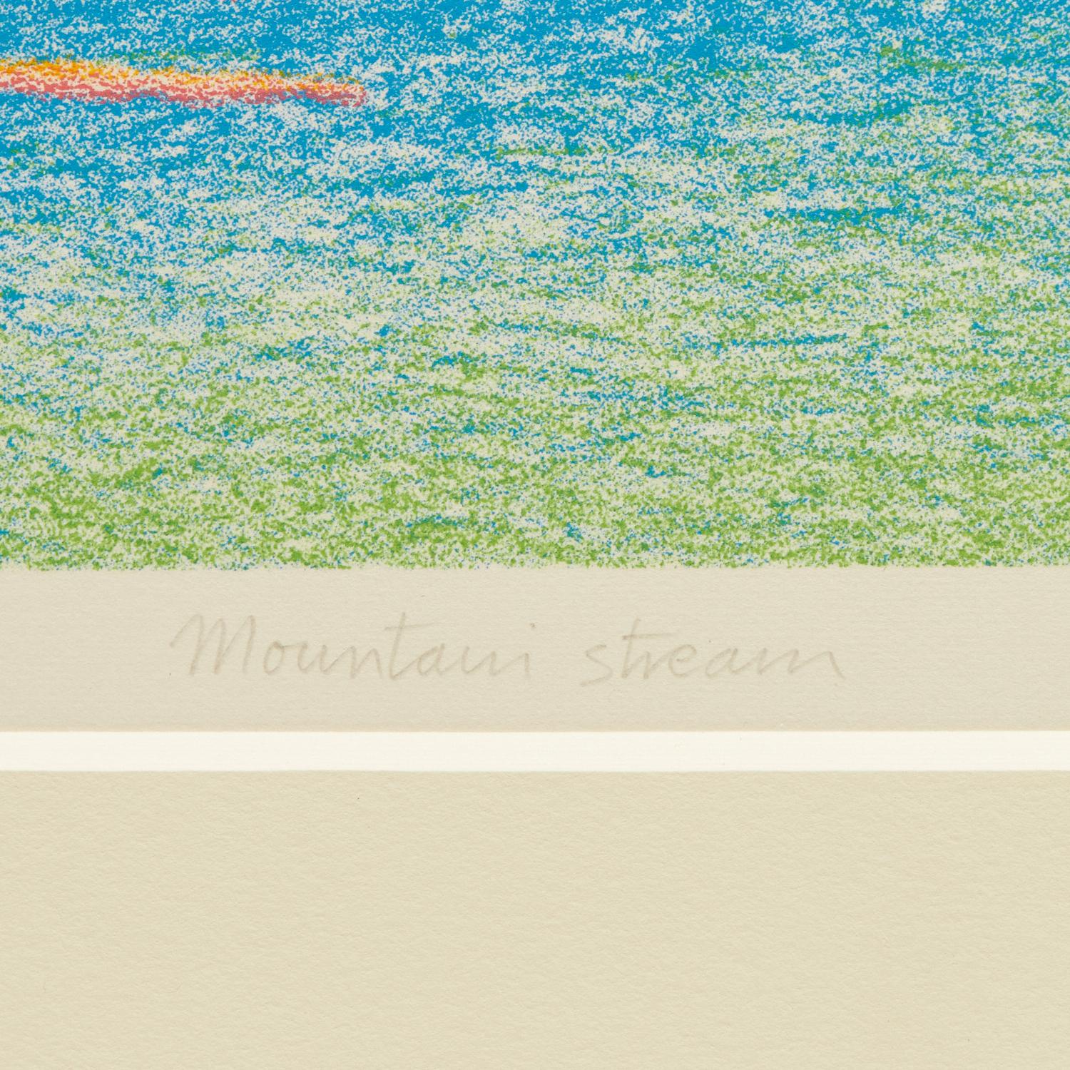 Mountain Stream, signierte, gerahmte und nummerierte Lithographie von John Fassolas, 1979 im Angebot 1