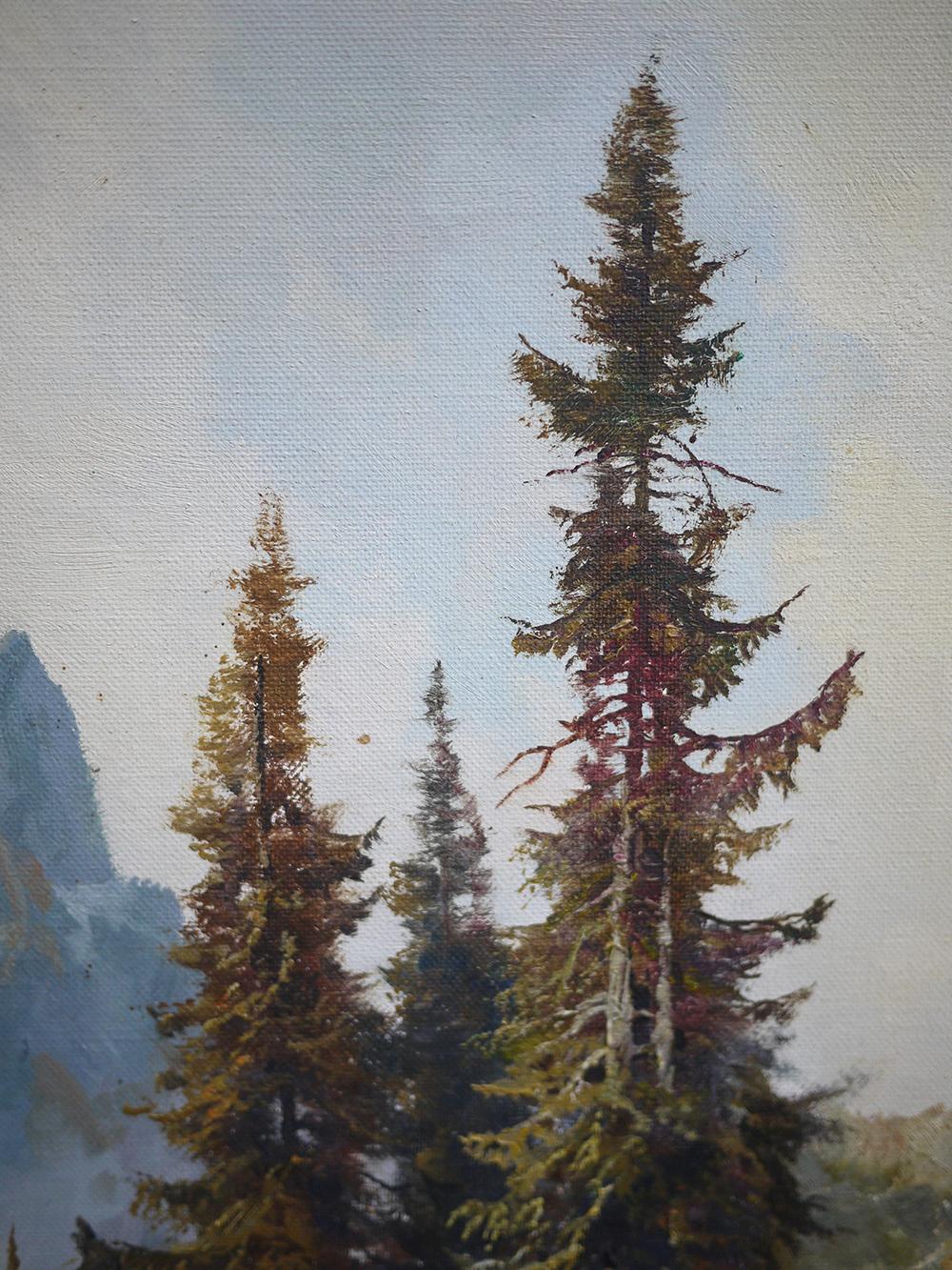 Mountain Summit Oil on Canvas Painting, Dolomites, 1950 4
