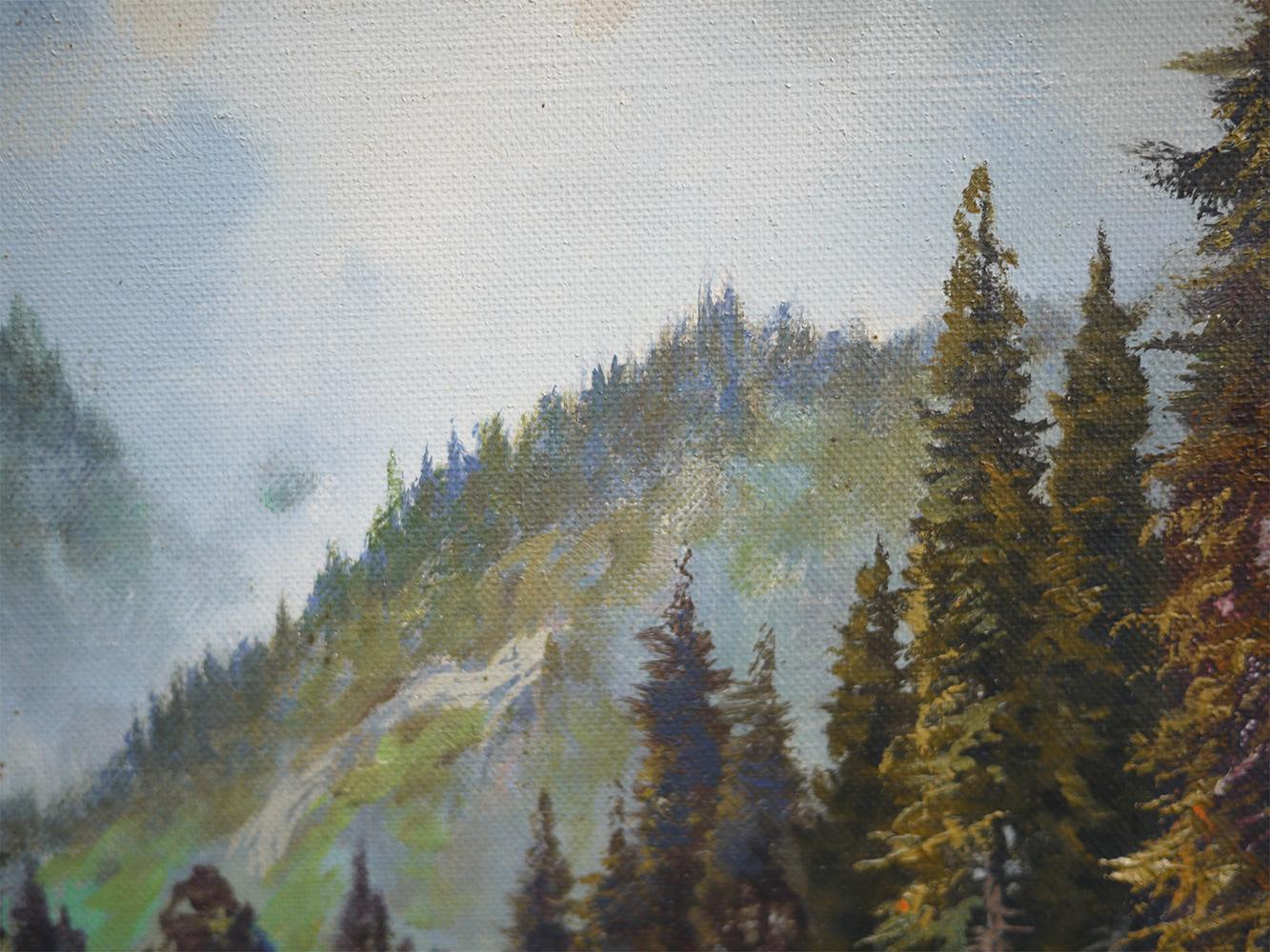 Mid-20th Century Mountain Summit Oil on Canvas Painting, Dolomites, 1950