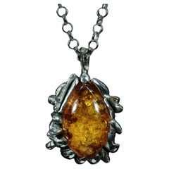 Mountain Time (Amber, Sterling Silver Pendant) by Ken Fury