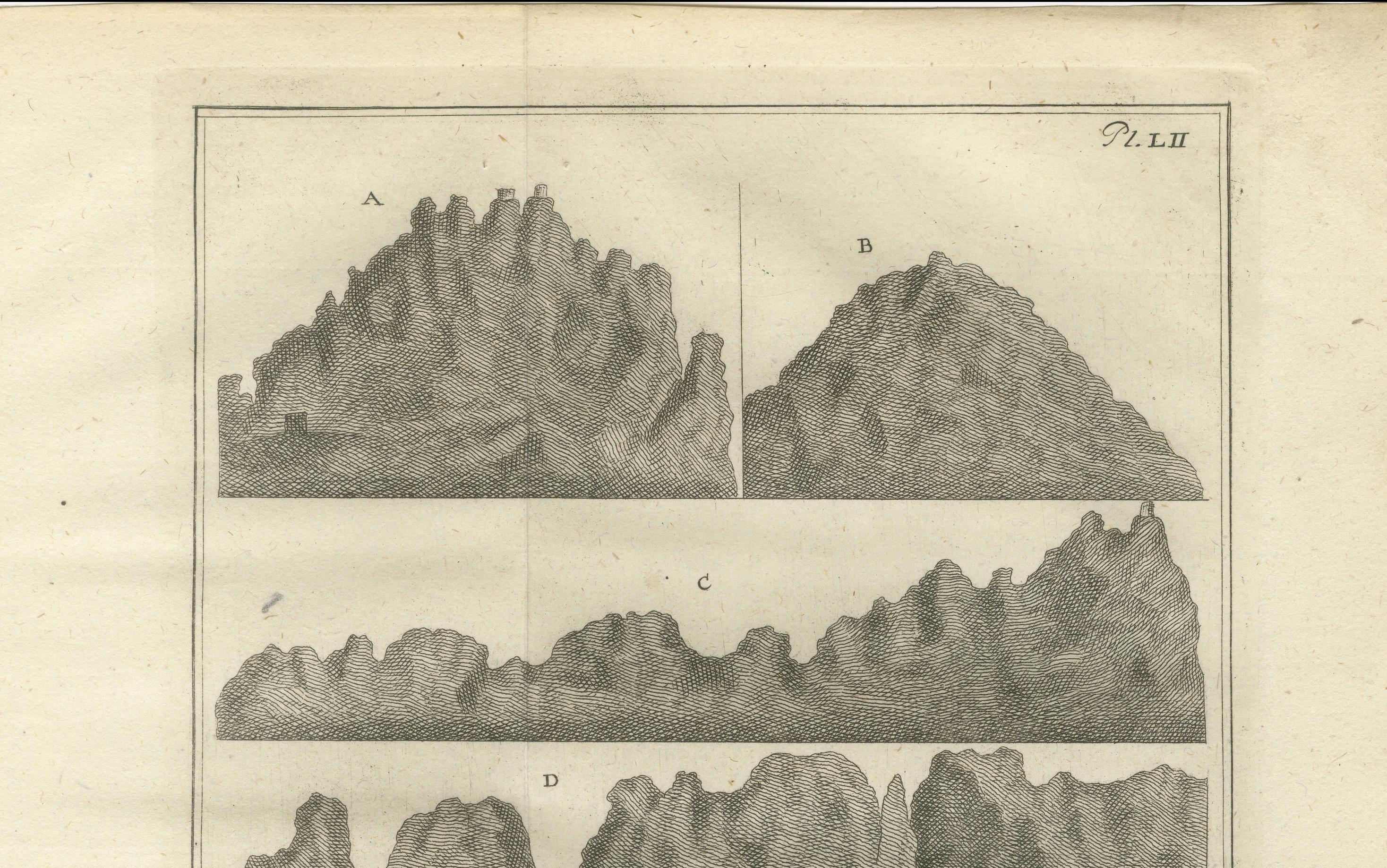 Bergansichten von Sinai und Horeb - Alter Kupferstich biblischer Landschaften, um 1776 (Graviert) im Angebot