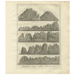 Vistas montañosas del Sinaí y el Horeb - Grabado antiguo de paisajes bíblicos, c.1776