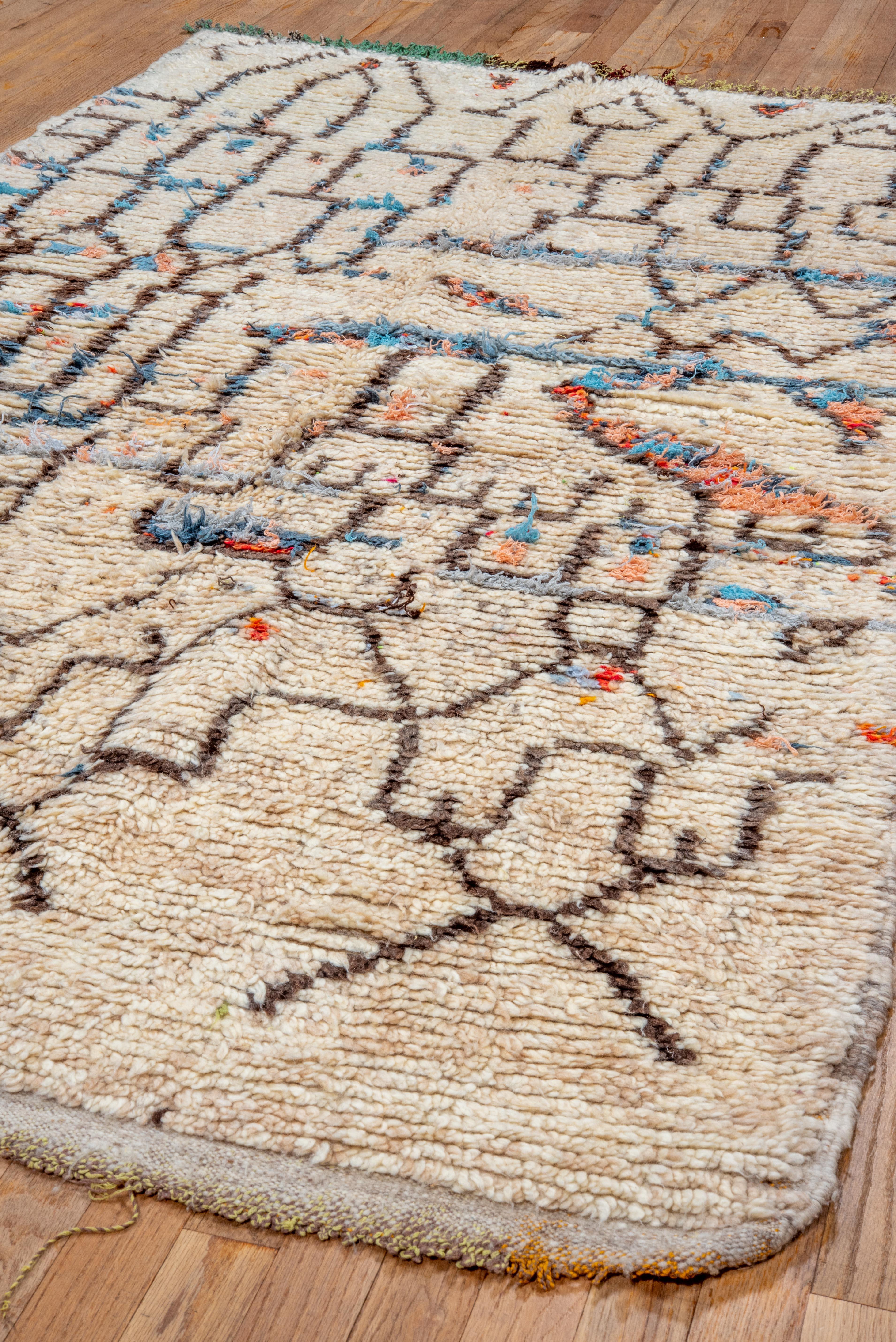 Mountain Village Moroccan Carpet in Whites Light Blues Blacks For Sale 1