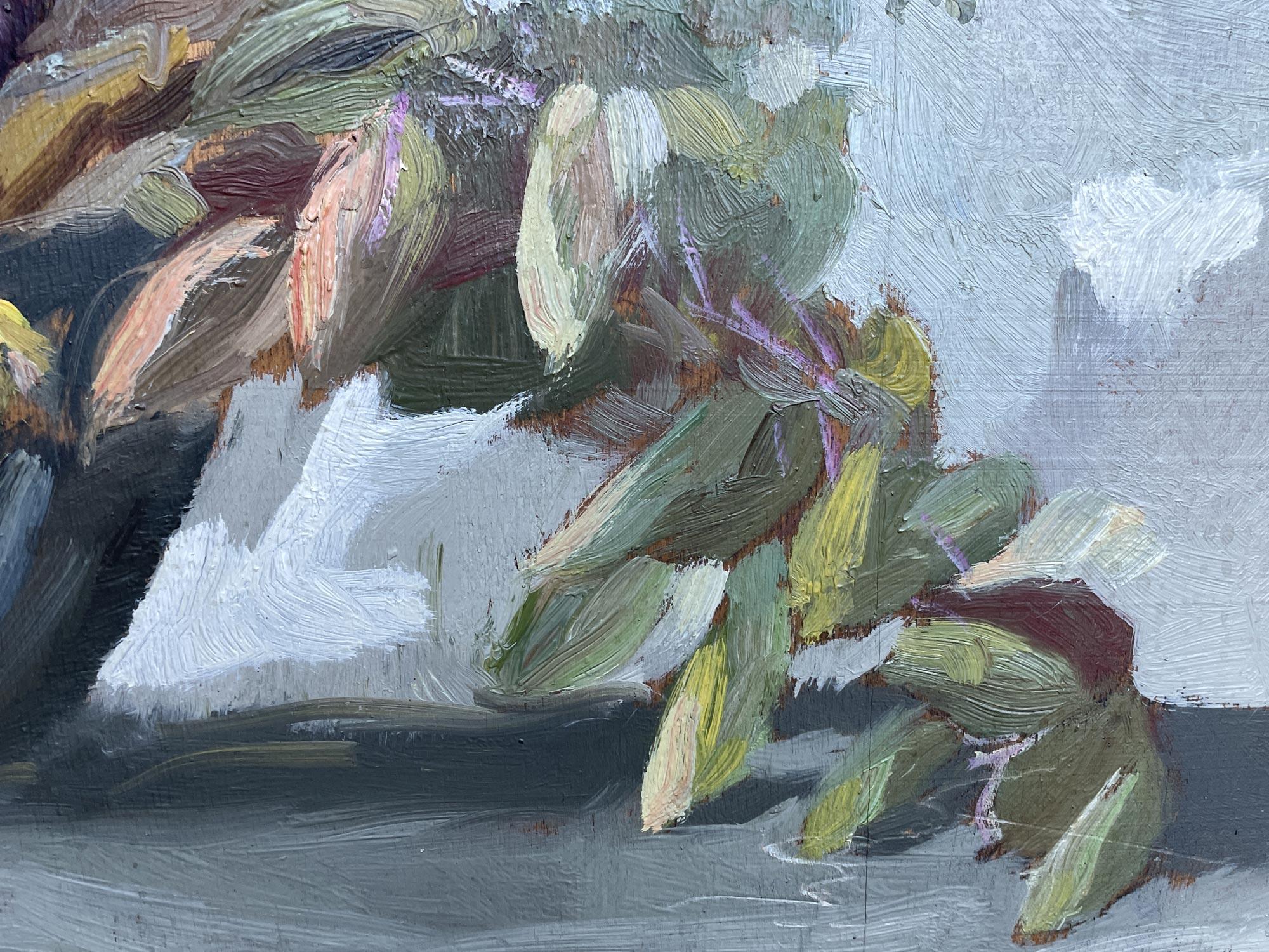 Mountain Wildflowers Oil on Canvas by Amelia da Forno Casonato, Italy 1930 2