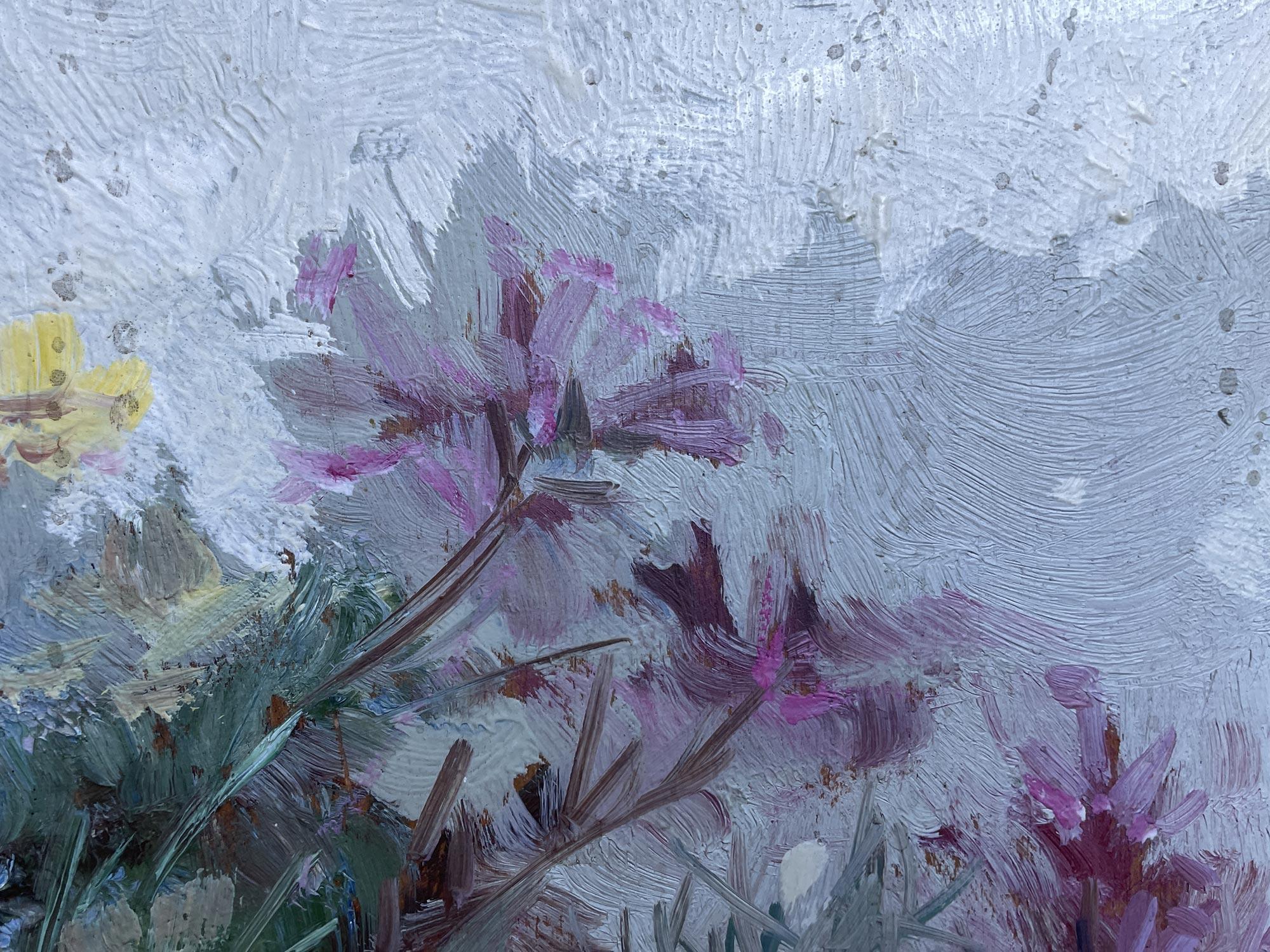 Mountain Wildflowers Oil on Canvas by Amelia da Forno Casonato, Italy 1930 In Good Condition In Albignasego, IT
