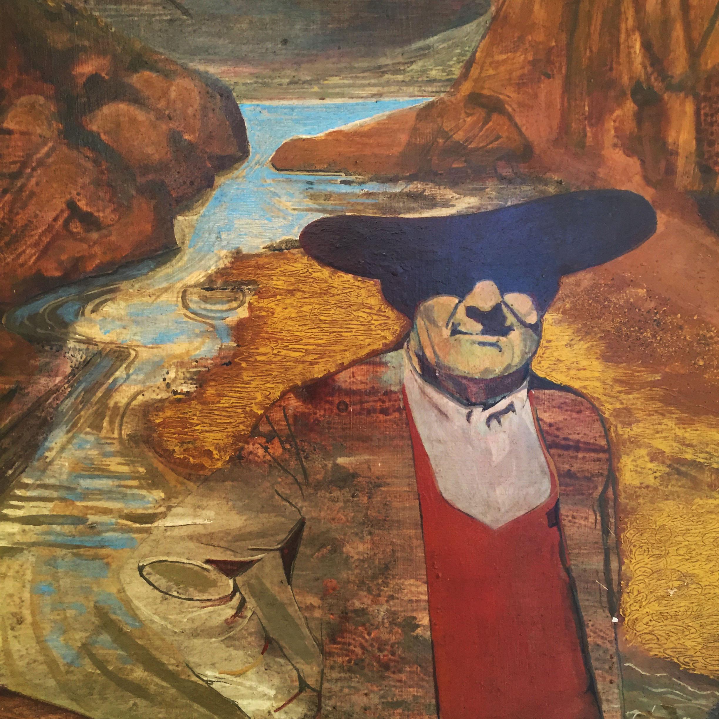 Mountainous Vintage Oil Painting by Alan Healey Americana Cowboy, 1980s  In Good Condition In London, GB