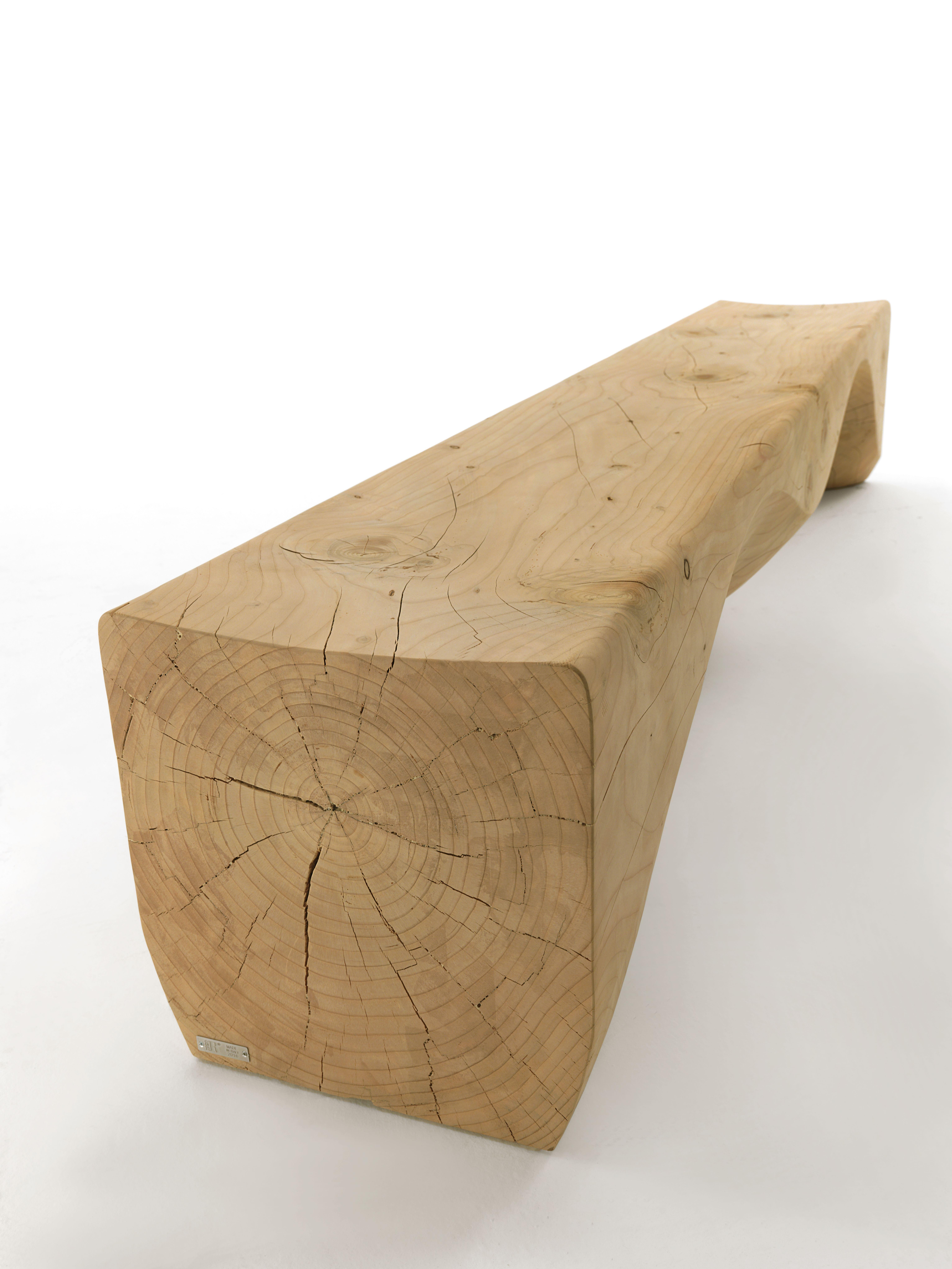 Modern Mountains Bench Hsiao-Ching Wang Contemporary Natural Cedar Made in Italy Riva19 For Sale
